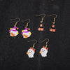 Alloy Halloween Earrings With Geometric Pattern Spider Spider Web Wizard Hat Black Cat Eye Beads Demon Witch Electroplated For Women