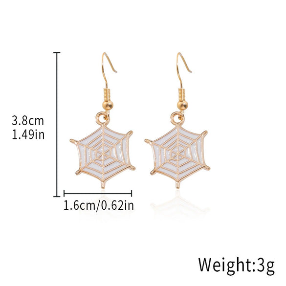 Alloy Halloween Earrings With Geometric Pattern Spider Spider Web Wizard Hat Black Cat Eye Beads Demon Witch Electroplated For Women