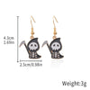Alloy Halloween Earrings With Geometric Pattern Spider Spider Web Wizard Hat Black Cat Eye Beads Demon Witch Electroplated For Women