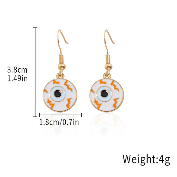 Alloy Halloween Earrings With Geometric Pattern Spider Spider Web Wizard Hat Black Cat Eye Beads Demon Witch Electroplated For Women