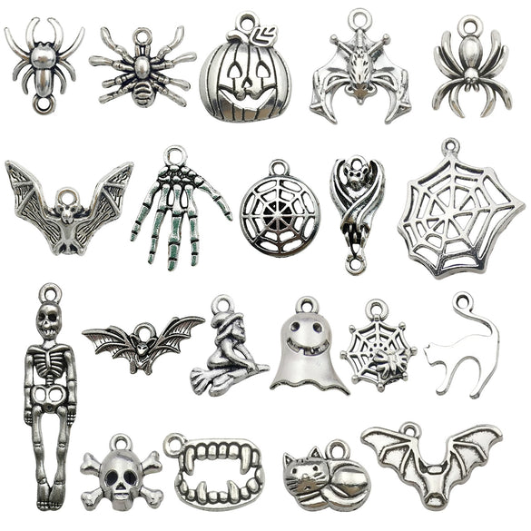 Alloy Halloween Jewelry Charms With Skull Skeleton Hand Pumpkin And More Electroplated Accessories