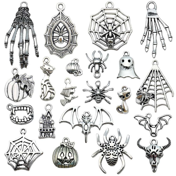 Alloy Halloween Jewelry Charms With Skull Skeleton Hand Pumpkin And More Electroplated Accessories