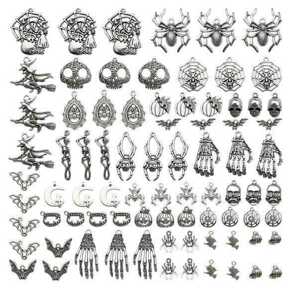 Alloy Halloween Jewelry Charms With Skull Skeleton Hand Pumpkin And More Electroplated Accessories