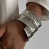 Alloy Hammer Surface Exaggerated Hip Hop Punk Wide Face Electroplated Bracelet