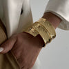 Alloy Hammer Surface Exaggerated Hip Hop Punk Wide Face Electroplated Bracelet