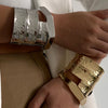 Alloy Hammer Surface Exaggerated Hip Hop Punk Wide Face Electroplated Bracelet