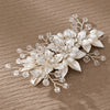 Alloy Hand Knitted Flower Leaf Bridal Hair Comb Pin Hair Accessories For Women