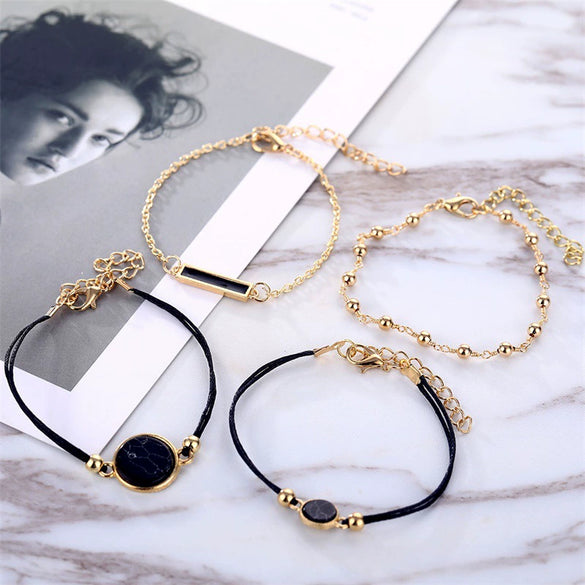 Alloy Handmade Black Square Geometric Pattern Electroplated Bracelet For Women And Unisex