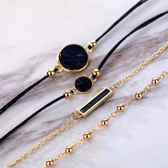 Alloy Handmade Black Square Geometric Pattern Electroplated Bracelet For Women And Unisex