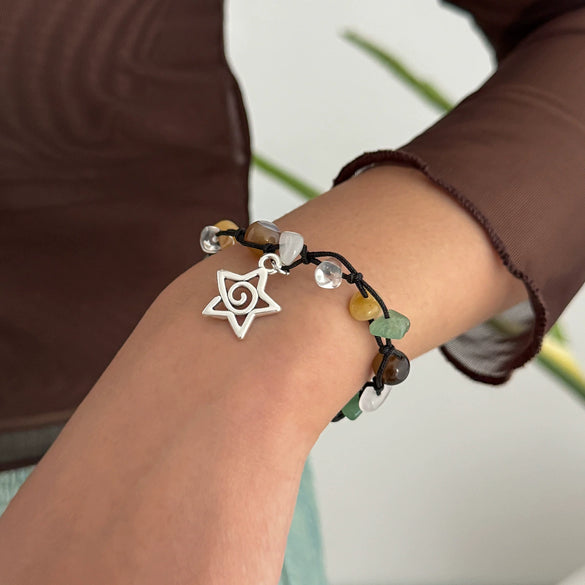 Alloy Handmade Bohemian Asymmetrical Colorful Gravel Beaded Spiral Star Shaped Geometric Patterned Women's Bracelet