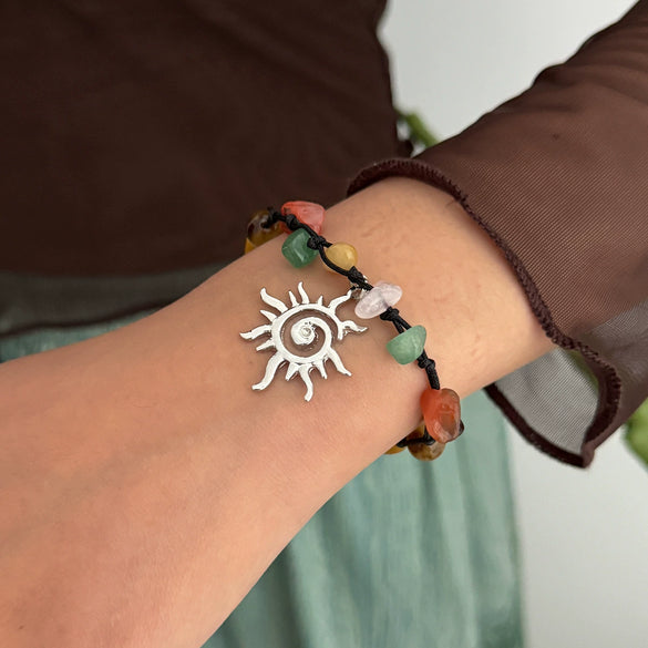 Alloy Handmade Bohemian Asymmetrical Colorful Gravel Beaded Spiral Star Shaped Geometric Patterned Women's Bracelet