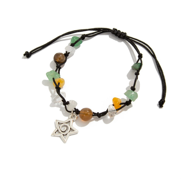 Alloy Handmade Bohemian Asymmetrical Colorful Gravel Beaded Spiral Star Shaped Geometric Patterned Women's Bracelet