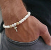 Alloy Handmade Bohemian Geometric Turquoise Beaded Cross Pendant Unisex Bracelet