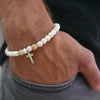 Alloy Handmade Bohemian Geometric Turquoise Beaded Cross Pendant Unisex Bracelet