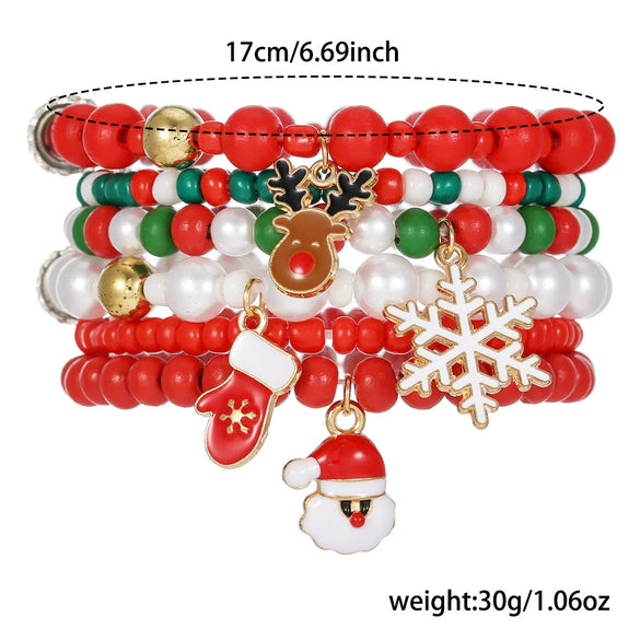 Alloy Handmade Christmas Bracelet Set With Geometric Shapes And Festival Elements Like Christmas Tree Snowflake Bell
