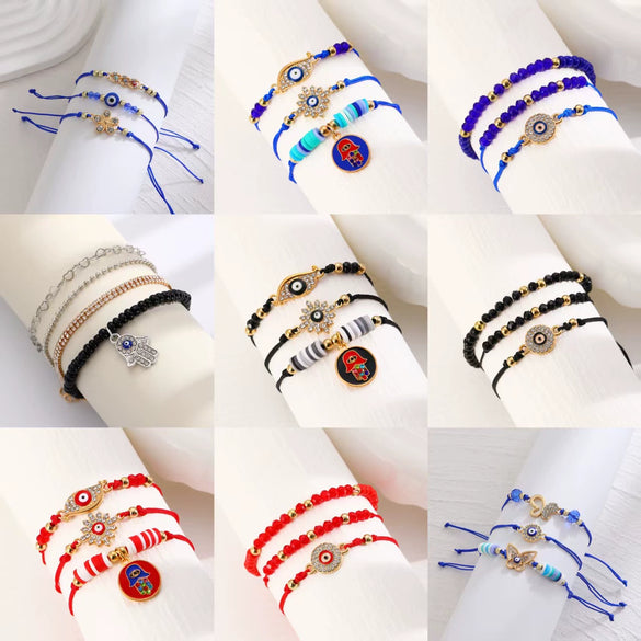 Alloy Handmade Crystal Beads Beaded Bracelet With Devil's Eye For Women