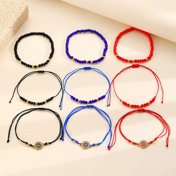 Alloy Handmade Crystal Beads Beaded Bracelet With Devil's Eye For Women