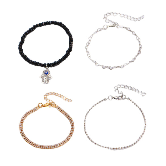Alloy Handmade Crystal Beads Beaded Bracelet With Devil's Eye For Women