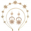 Alloy Handmade Fashion Baroque Sun Moon Doublelayer Sixpointed Star Halo Long Earrings For Women