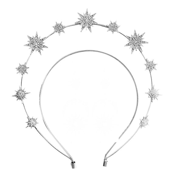 Alloy Handmade Fashion Baroque Sun Moon Doublelayer Sixpointed Star Halo Long Earrings For Women