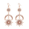 Alloy Handmade Fashion Baroque Sun Moon Doublelayer Sixpointed Star Halo Long Earrings For Women