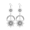 Alloy Handmade Fashion Baroque Sun Moon Doublelayer Sixpointed Star Halo Long Earrings For Women