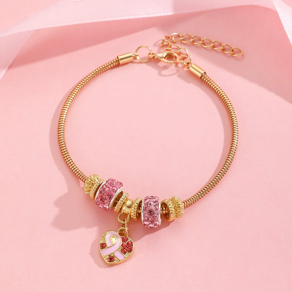 Alloy Handmade Fashion Geometric Unisex And Women's Breast Cancer And Aids Prevention Jewelry Necklace And Bracelet