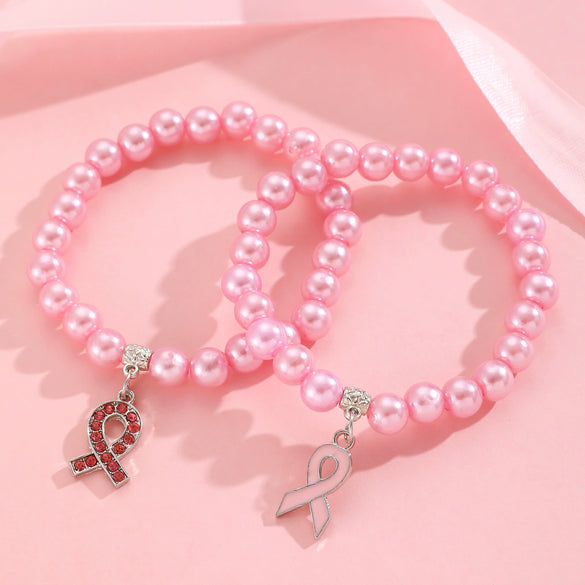 Alloy Handmade Fashion Geometric Unisex And Women's Breast Cancer And Aids Prevention Jewelry Necklace And Bracelet