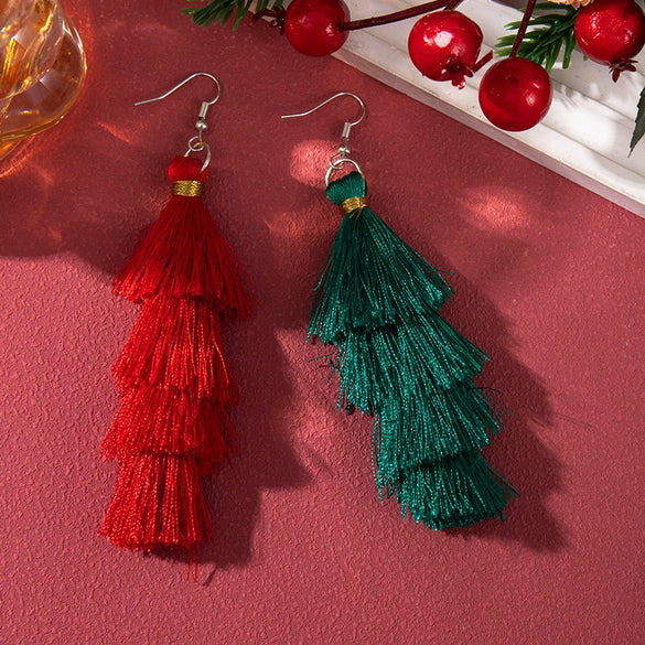 Alloy Handmade Geometric Christmas Jewelry Earrings With Bell Tree And Bulb Elements