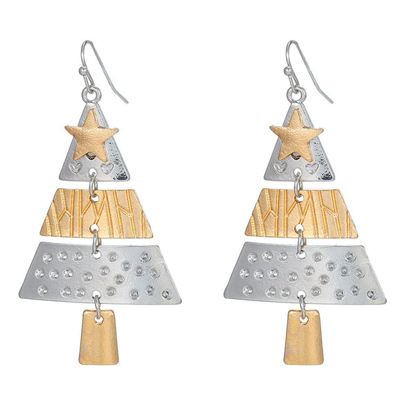 Alloy Handmade Geometric Christmas Jewelry Earrings With Bell Tree And Bulb Elements