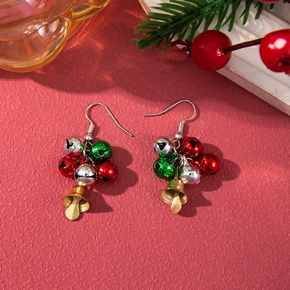 Alloy Handmade Geometric Christmas Jewelry Earrings With Bell Tree And Bulb Elements