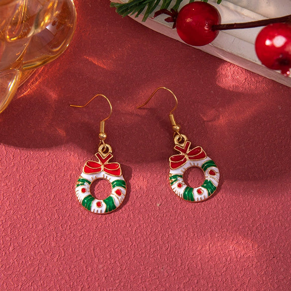 Alloy Handmade Geometric Christmas Jewelry Earrings With Bell Tree And Bulb Elements