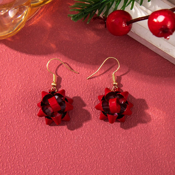 Alloy Handmade Geometric Christmas Jewelry Earrings With Bell Tree And Bulb Elements