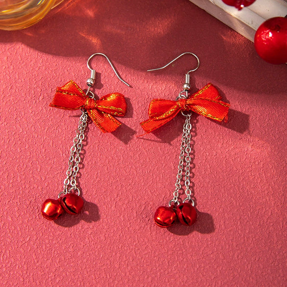 Alloy Handmade Geometric Christmas Jewelry Earrings With Bell Tree And Bulb Elements