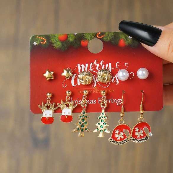 Alloy Handmade Geometric Christmas Jewelry Earrings With Bell Tree And Bulb Elements