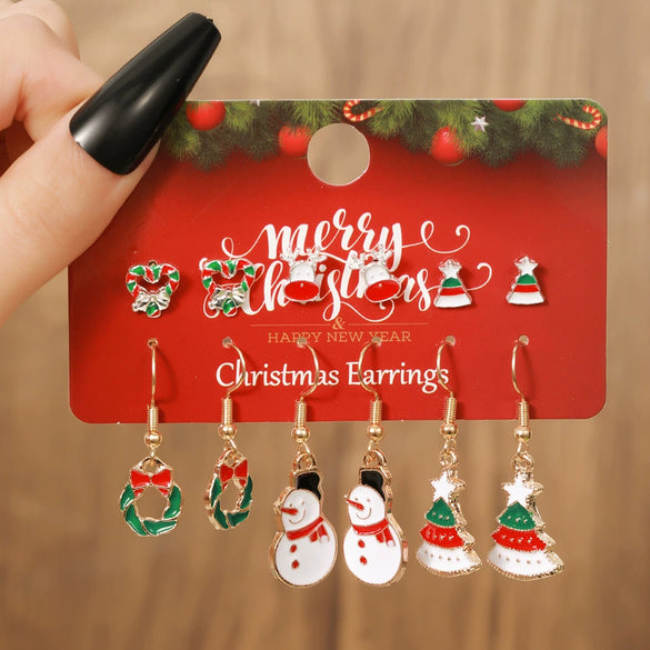 Alloy Handmade Geometric Christmas Jewelry Earrings With Bell Tree And Bulb Elements