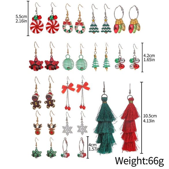Alloy Handmade Geometric Christmas Jewelry Earrings With Bell Tree And Bulb Elements