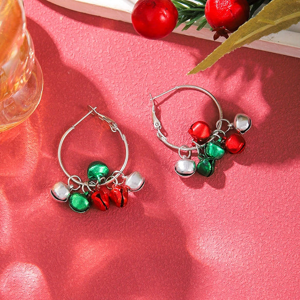Alloy Handmade Geometric Christmas Jewelry Earrings With Bell Tree And Bulb Elements