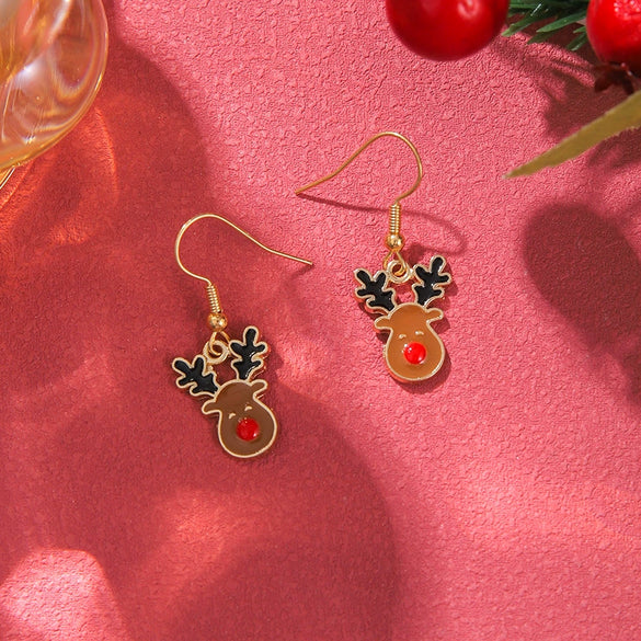 Alloy Handmade Geometric Christmas Jewelry Earrings With Bell Tree And Bulb Elements