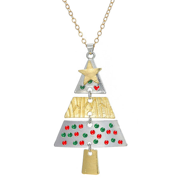 Alloy Handmade Geometric Christmas Tree And Pine Earrings