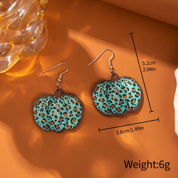 Alloy Handmade Geometric Earrings With Leopard Pumpkin Sunflower Patterns
