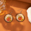 Alloy Handmade Geometric Earrings With Leopard Pumpkin Sunflower Patterns
