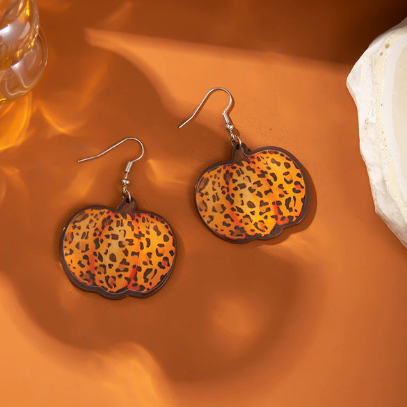 Alloy Handmade Geometric Earrings With Leopard Pumpkin Sunflower Patterns