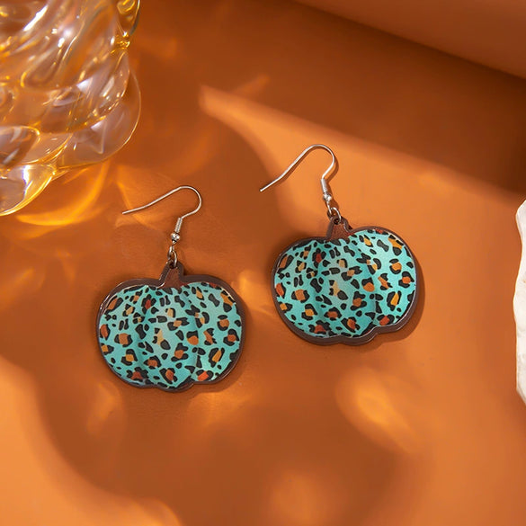 Alloy Handmade Geometric Earrings With Leopard Pumpkin Sunflower Patterns