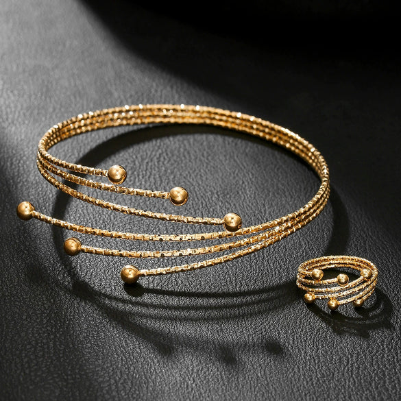Alloy Handmade Geometric Original Design Electroplated Bracelet Ring Combination Suit For Women