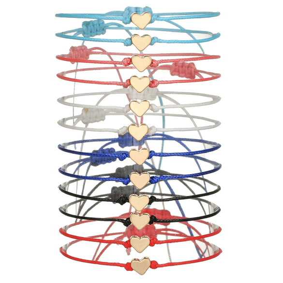 Alloy Handmade Heart Shape Turtle Compass Shell Love Starfish Evil Eye Woven Unisex Anklet Bracelet