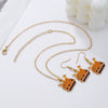 Alloy Handmade Jewelry Set With Maple Leaf Sunflower Owl Patterns For Women Earrings And Necklace