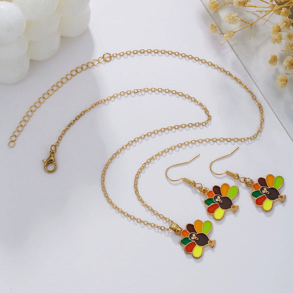 Alloy Handmade Jewelry Set With Maple Leaf Sunflower Owl Patterns For Women Earrings And Necklace