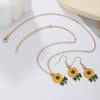 Alloy Handmade Jewelry Set With Maple Leaf Sunflower Owl Patterns For Women Earrings And Necklace