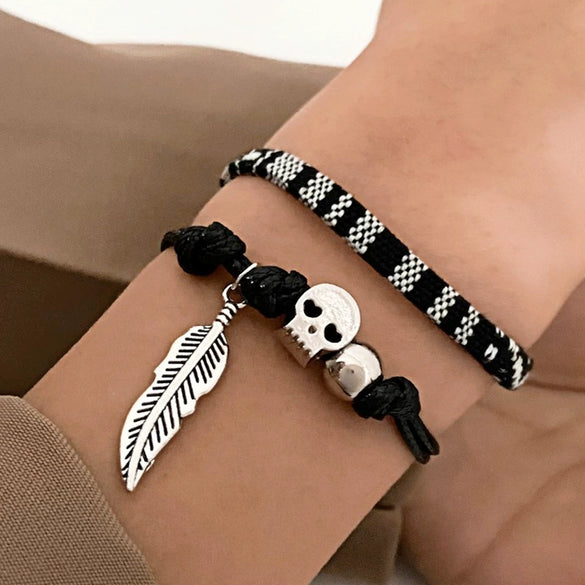 Alloy Handmade Lucky Infinite Eightcharacter Couple Bracelet With Letters Numbers Text Pattern